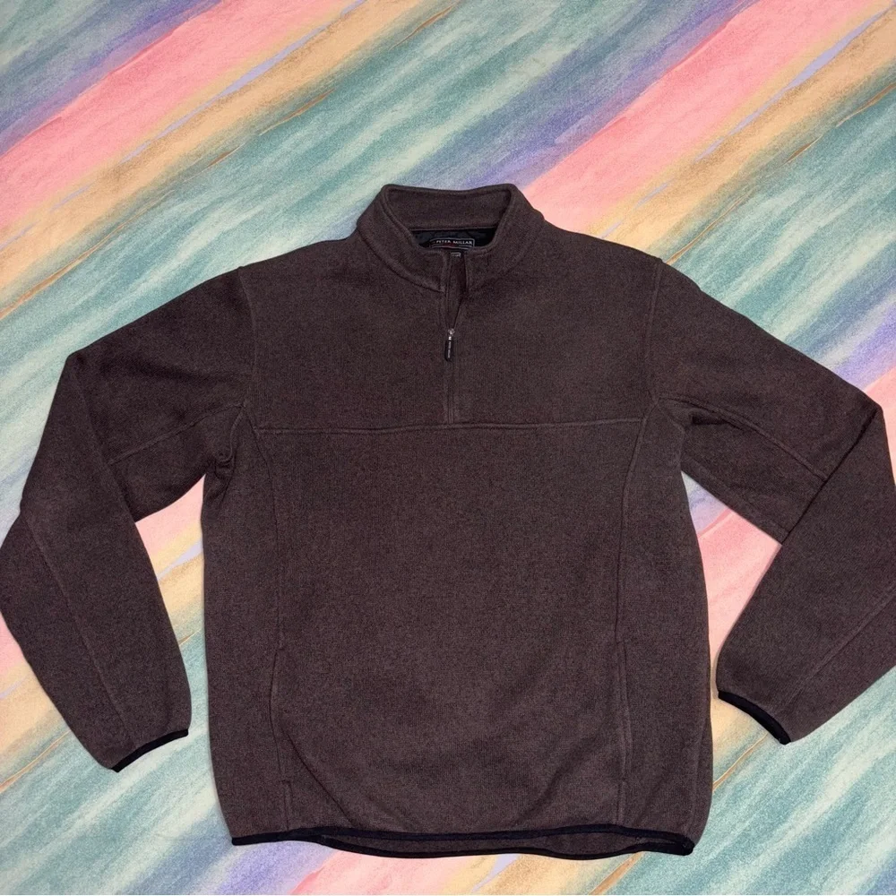 Peter Millar Element 4 Warmth 1/4 Zip Pullover Brown Sweater men’s size L